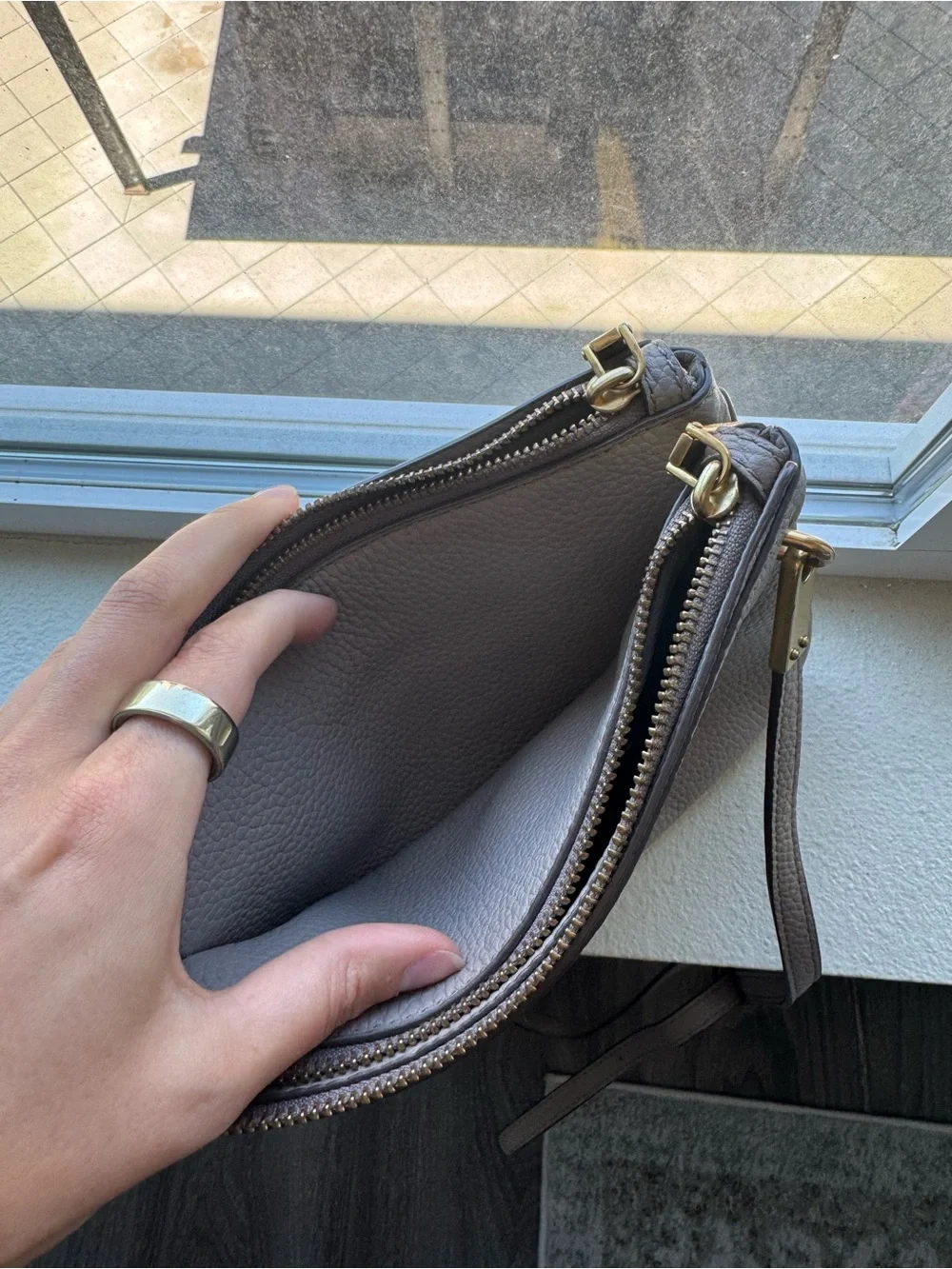 Marc Jacobs Pebbled Leather Crossbody in Light Taupe